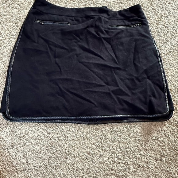 White House Black Market Dresses & Skirts - White House Black Market Black Mini Skirt with Leather Trim